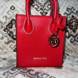 Michael Kors Red Mini Bag with Silver Charm